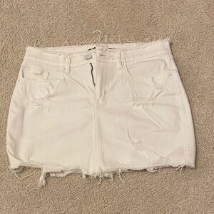 Express White Denim Skirt with Frayed Hem